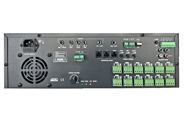 Meteor ACL-COMPACT Acil Anons Sistemi, 12 Zone, 500W 100V Amfili, Mesaj Kayıt ve Otomatik Anons