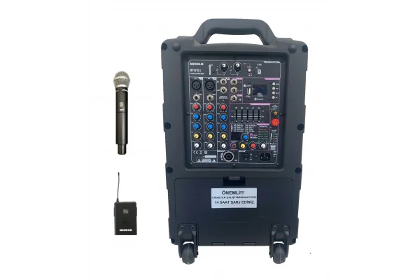 Mickle MP1010 10 Akülü Mobil Hoparlör, 300/600W 99 program Efekt, Çift Mikrofonlu