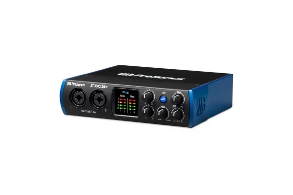 PreSonus Studio 24c Yeni nesil 2 Giriş / 4 Çıkış, 2 mikrofon girişli USB-C ses kartı