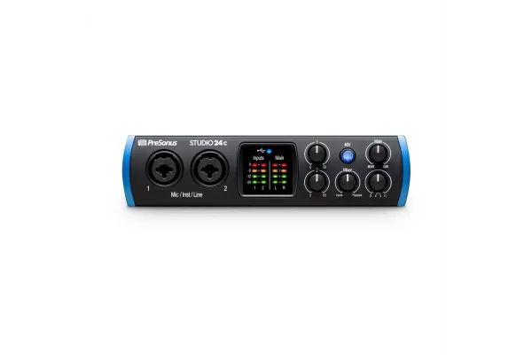 PreSonus Studio 24c Yeni nesil 2 Giriş / 4 Çıkış, 2 mikrofon girişli USB-C ses kartı