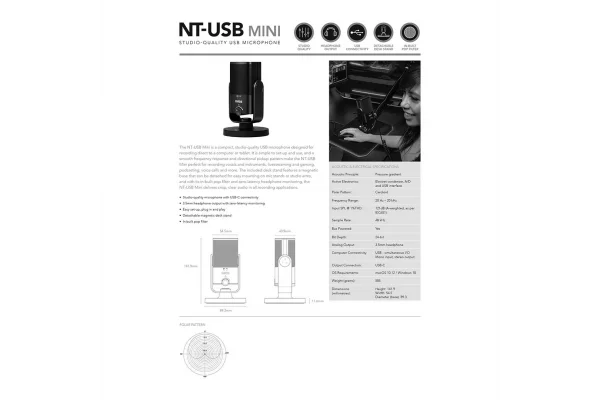 RODE NT-USB Mini Yeni nesil, Kompakt Yüksek kaliteli USB Mikrofon