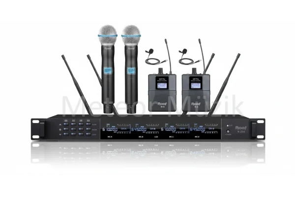 Roof R-214EY 4 Mikrofonlu Kablosuz Set 2 EL + 2 YAKA