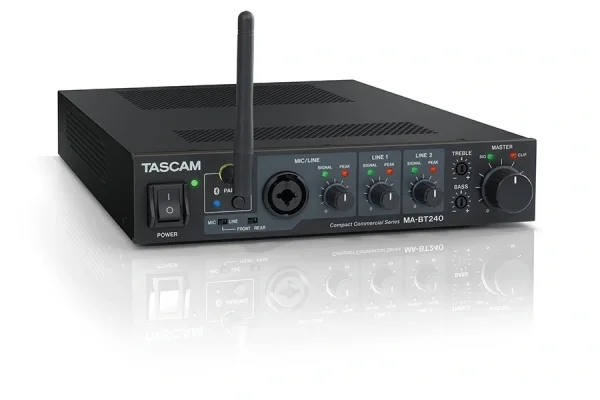Tascam MA-BT240 240-Watt Mixer-Amplifier, 1 Mic-In, 2 Line-In , Bluetooth, 240 watts (2 × 120 W)