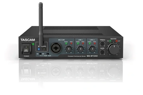 Tascam MA-BT240 240-Watt Mixer-Amplifier, 1 Mic-In, 2 Line-In , Bluetooth, 240 watts (2 × 120 W)
