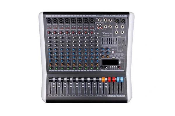 Westa WM-10PMX 10 Kanal 2x500W Power-Mixer USB / Bluetooth, 4-aux