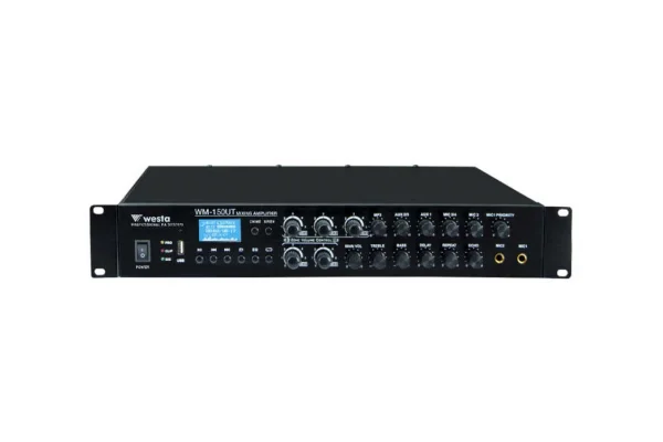 WESTA WM-150UT 150W/100V Mixer-Amplifier, 5-zone Bağımsız Ses Kontrolü Usb/Mp3/Wma