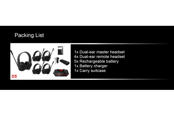 Wicom E-D5 5-Kişi için Dual Kulaklıklı Çift Yönlü Kablosuz intercom iletişim Sistemi, 400-metre mesafe, 1 Master + 4 Headset