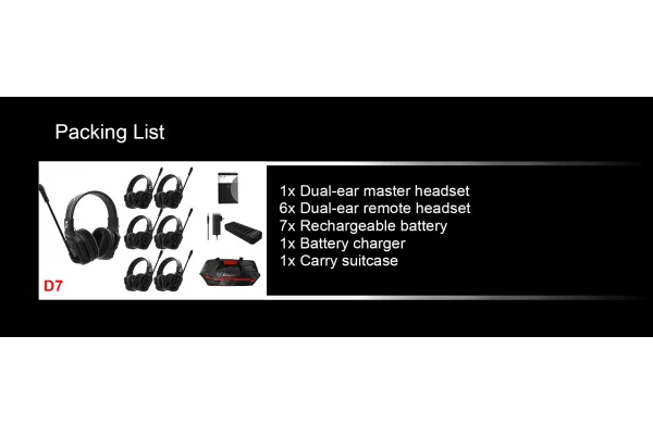 Wicom E-D7 7-Kişi için Dual Kulaklıklı Çift Yönlü Kablosuz intercom iletişim Sistemi, 400-metre mesafe, 1 Master + 6 Headset