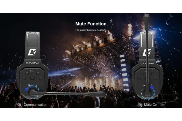 Wicom E-D7 7-Kişi için Dual Kulaklıklı Çift Yönlü Kablosuz intercom iletişim Sistemi, 400-metre mesafe, 1 Master + 6 Headset