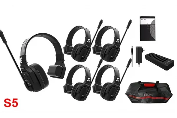 Wicom E-S5 5-Kişi için Tek Kulaklıklı Çift Yönlü Kablosuz intercom iletişim Sistemi, 400-metre mesafe, 1 Master + 4 Headset