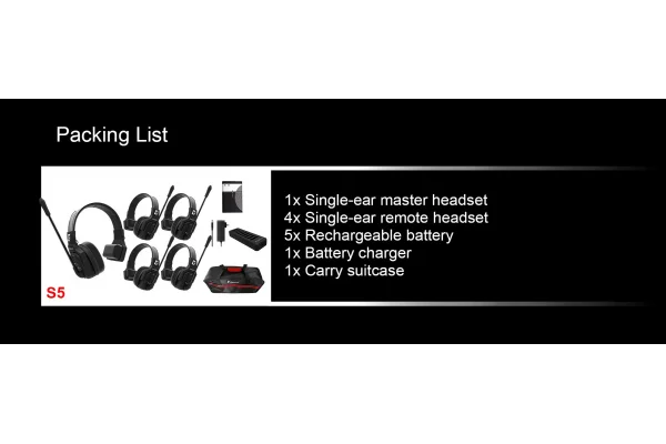 Wicom E-S5 5-Kişi için Tek Kulaklıklı Çift Yönlü Kablosuz intercom iletişim Sistemi, 400-metre mesafe, 1 Master + 4 Headset