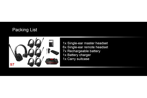 Wicom E-S7 7-Kişi için Tek Kulaklıklı Çift Yönlü Kablosuz intercom iletişim Sistemi, 400-metre mesafe, 1 Master + 6 Headset