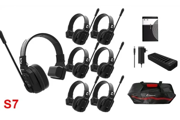 Wicom E-S7 7-Kişi için Tek Kulaklıklı Çift Yönlü Kablosuz intercom iletişim Sistemi, 400-metre mesafe, 1 Master + 6 Headset