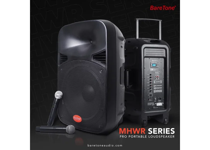 Baretone MAX15 15 Taşınabilir Ses Sistemi | 260W Çift El Kablosuz Mikrofonlu | USB, Bluetooth