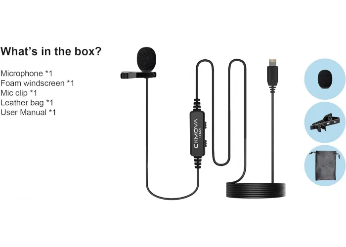CKMOVA LCM2L Iphone Ipad ve IOS için Lightning Girişli Yaka Mikrofonu