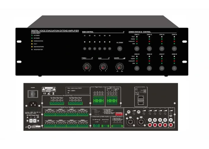 Dexun 34089 Router 600W 8-Zone EVAC EN54-16 Sertifikalı, Acil Anons Sistemi Genişletici