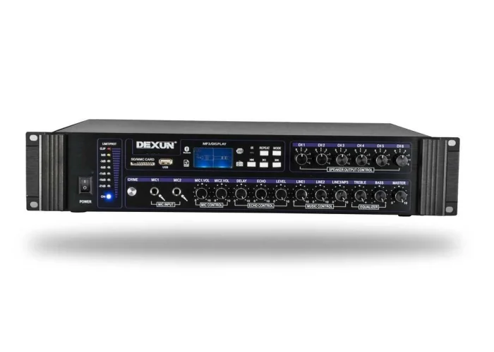 DEXUN D400 Mixer-Amplifier 250W/100V 6-volüm kontrol, USB/BT
