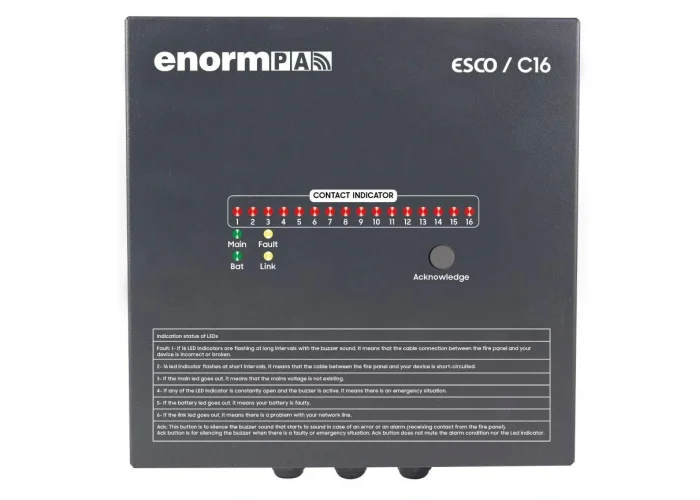 Enorm C16P Duvar Tipi Ethernet Kontak / Röle Kontrol Paneli (Acil Anons sistemini kontrol eder)