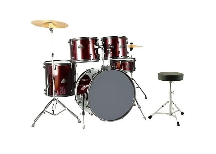 FOCUS FCP0803-WR 5 Parça (20B/10T/12T/14F/14S) Aksamlı & Zilli Bordo Akustik Davul Seti