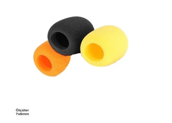 Metex MA403 Standart El Tipi Mikrofonlar için Mikrofon Süngeri 3lü Paket, Siyah, Turuncu, Sarı