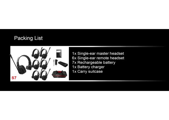 Wicom E-S7 7-Kişi için Tek Kulaklıklı Çift Yönlü Kablosuz intercom iletişim Sistemi, 400-metre mesafe, 1 Master + 6 Headset