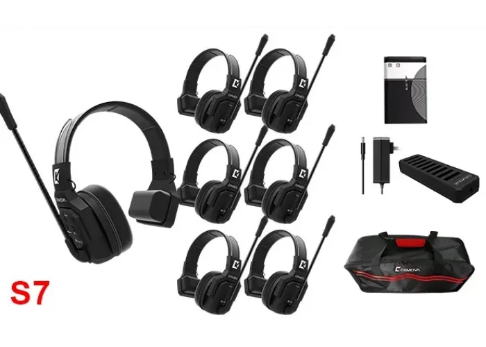 Wicom E-S7 7-Kişi için Tek Kulaklıklı Çift Yönlü Kablosuz intercom iletişim Sistemi, 400-metre mesafe, 1 Master + 6 Headset