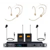 K.Meister UW-402HH Çift Headset Çift Yaka Kablosuz Mikrofon Seti, Gerçek Diversity, 300 metre mesafe