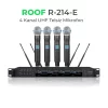 Roof R214E 4 Kanal UHF Dörtlü El Tipi Telsiz Mikrofon Seti