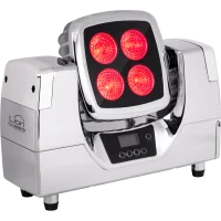 Prolights LIONCR Battery LED projector, 4x10W RGBW/FC, 15-30°, 18h auton., WDMX, IP54, Chrome