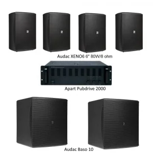 Audac PUBSET-XENO6 200m2 alan için Restaurant / Mağaza / Cafe Ses Sistem Seti, Max:125-dB