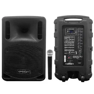 Spekon MOB12 Bataryalı Portatif Hoparlör 12 Woofer EL+ YAKA Kablosuz Mikrofonlu USB BT