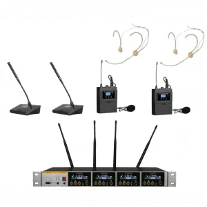 K.Meister UW-3425 4 Mikrofonlu Kablosuz Mix Set, 2 Yaka + Headset + 2 Kürsü