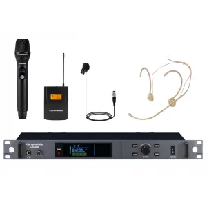 K.Meister UW-4020 EL + Yaka + Headset Full Size Kablosuz Mikrofon Seti, Gerçek Diversity, 300 metre mesafe