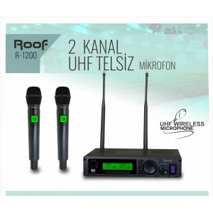ROOF R-1200 Çift EL Kablosuz Mikrofon Seti