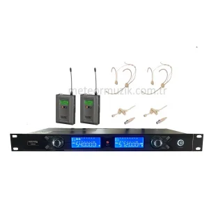 Machtig KS-3373 Çift Headset, Çift Yaka Kablosuz Mikrofon Seti, 300-metre uzun mesafe