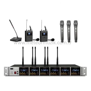 K.Meister UW-3640 6 Mikrofonlu Kablosuz Mix Set ( 1 x Kürsü + 3 EL + 2 Yaka )