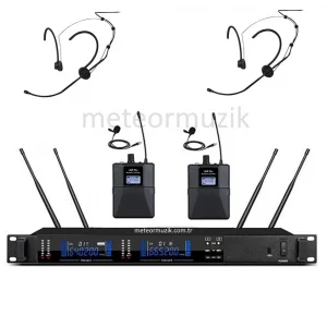 Gold Audio PRO 2402HH Çift Headset Çift Yaka Kablosuz Mikrofon Seti
