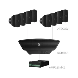Audac SONA2.9+ Ses Sistemi 8 x ATEO2D + NOBA8A + AMP523MK2 Network Restoran, Cafe Mağaza (100m2)