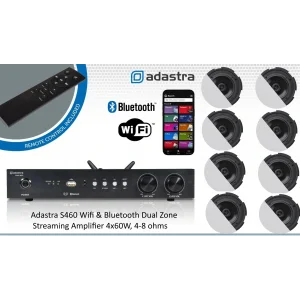 Audast M-4608 Ofis, Mağaza Ses Sistemi, 2 yollu 8 Tavan Hoparlörü, Cepten Kontrol