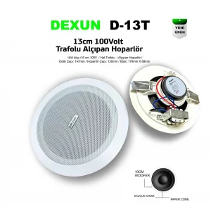 DEXUN D-13T 13cm 5 100v Hat Trafolu Alçıpan Hoparlör
