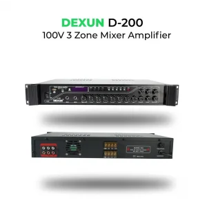 DEXUN D200 Mixer-Amplifier 100W/100V 3-volüm kontrol, USB/BT