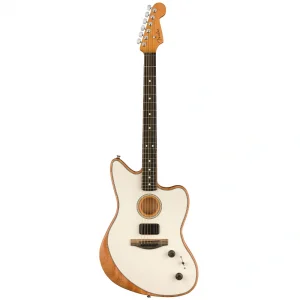 Fender American Acoustasonic Jazzmaster Abanoz Klavye Arctic White Elektro Akustik Gitar