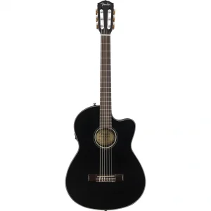 Fender CN-140SCE Nylon Thinline Ceviz Klavye Siyah Elektro Klasik Gitar