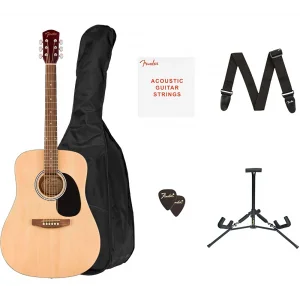 Fender FA-25 Dreadnought Ceviz Klavye Naturel Akustik Gitar Seti