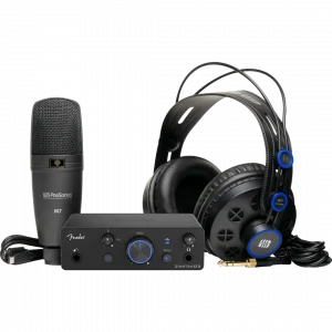 Fender Studio Fender Quantum Creator Bundle Fender Quantum LT 2 ses kartı, M7 MkII mikrofon, HD7 kulaklık ve Fender Studio Pro yazılımdan oluşan kayıt paketi