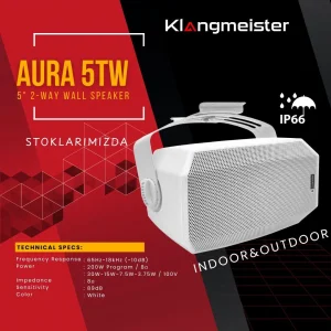K.Meister Aura 5T 5 Outdoor Duvar Hoparlörü, IP66, 200W 8-ohm, 30W/100V Kademeli