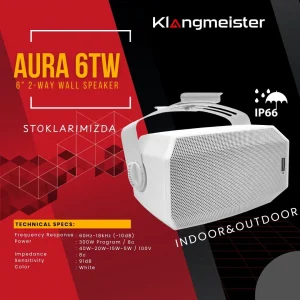 K.Meister Aura 6T 6 Outdoor Duvar Hoparlörü, IP66, 300W 8-ohm, 40W/100V Kademeli
