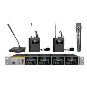 K.Meister UW-3410 4 Mikrofonlu Kablosuz Mix Set, 1 EL + 2 Yaka + 1 Kürsü