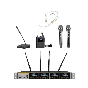 K.Meister UW-3420 4 Mikrofonlu Kablosuz Mix Set, 2 EL + Yaka + Headset + Kürsü