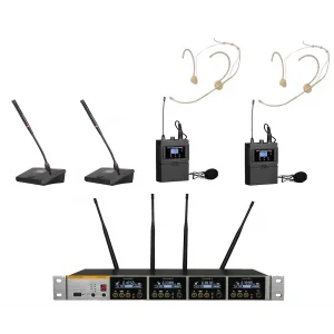 K.Meister UW-3425 4 Mikrofonlu Kablosuz Mix Set, ( 2 Yaka + Headset + 2 Kürsü )